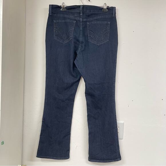 NYDJ Dark Wash Womens High Rise Bootcut Jeans Womens 16 Blue Studded Pocket Boho - Picture 8 of 11